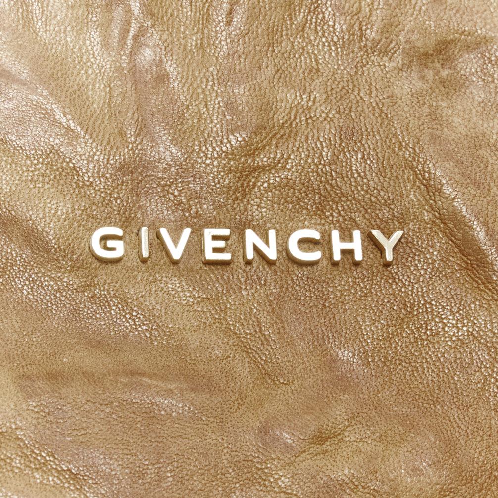 GIVENCHY Mini Pandora brown washed textured leather gold logo crossbody bag 4
