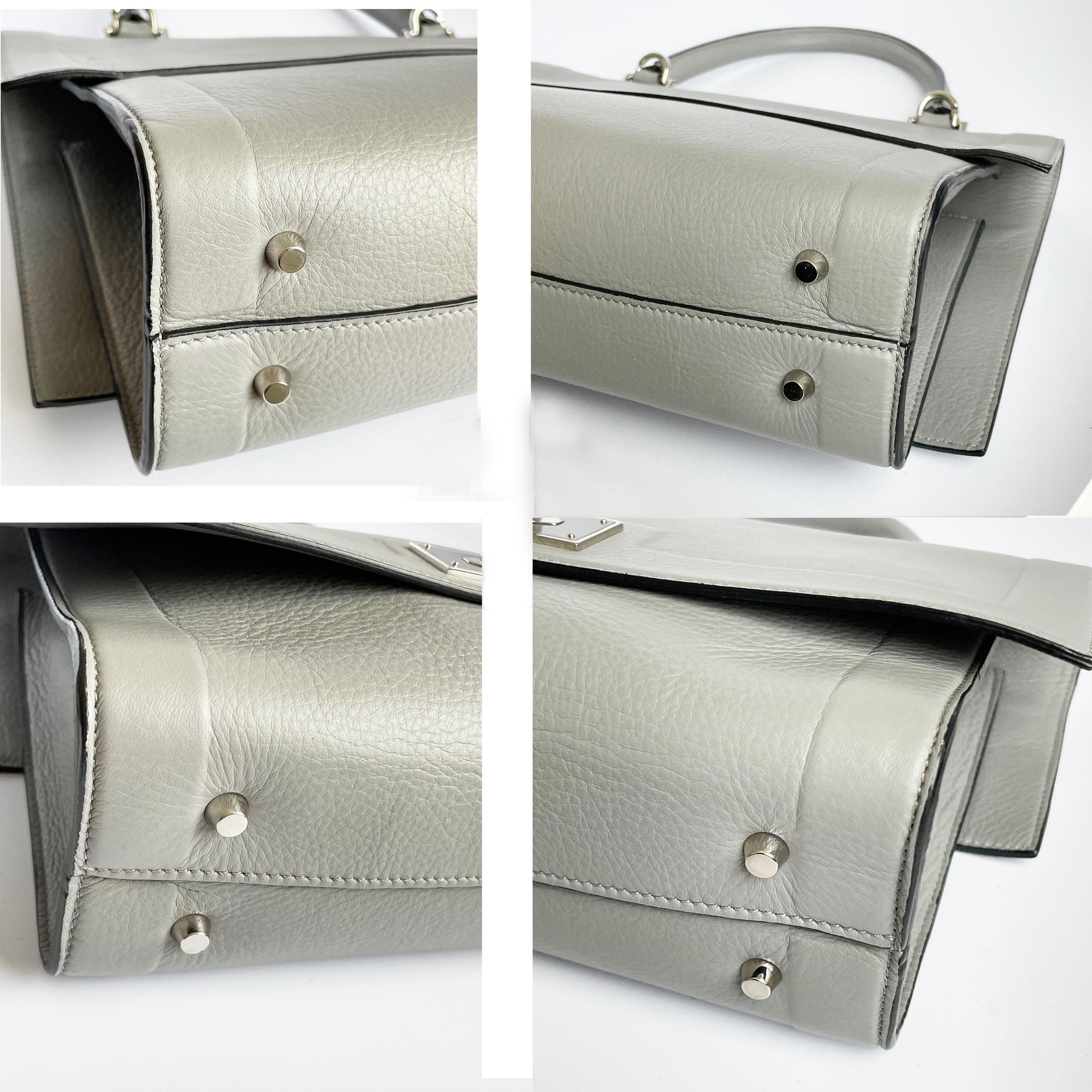Givenchy Mini Shark Tooth Bag Satchel Top Handle Gray Leather SHW con COA in vendita 6