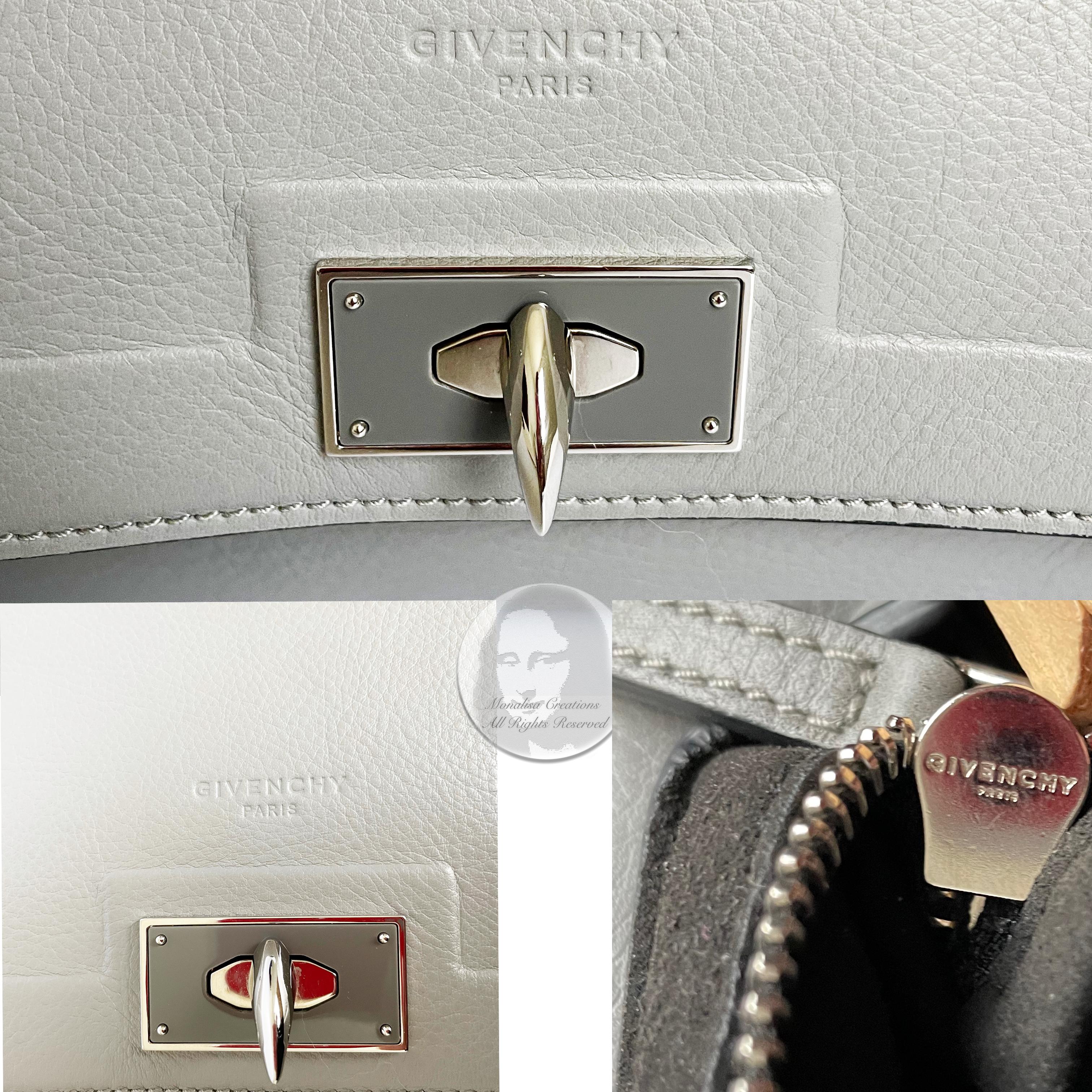 Givenchy Mini Shark Tooth Bag Satchel Top Handle Gray Leather SHW with COA 5