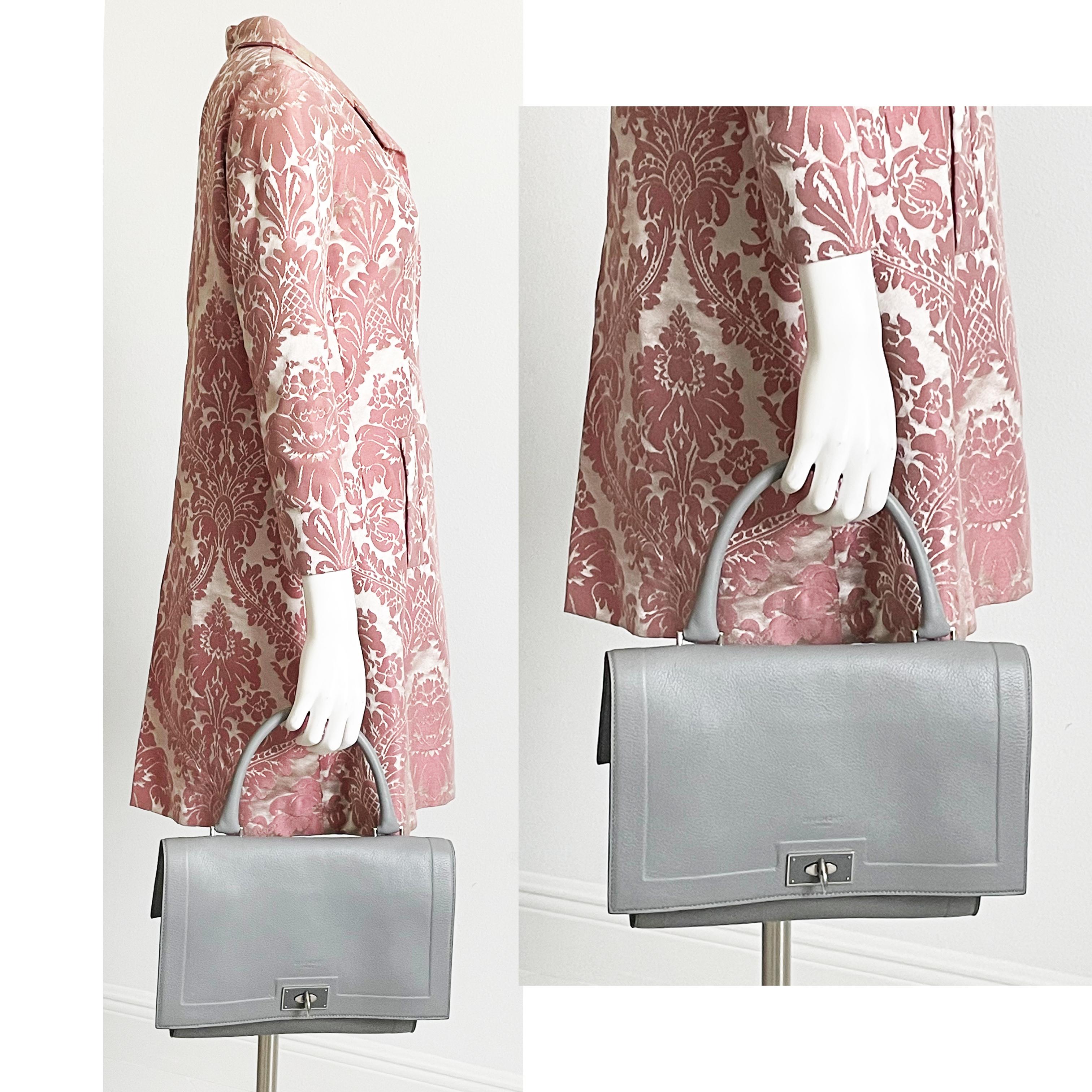 Grigio Givenchy Mini Shark Tooth Bag Satchel Top Handle Gray Leather SHW con COA in vendita