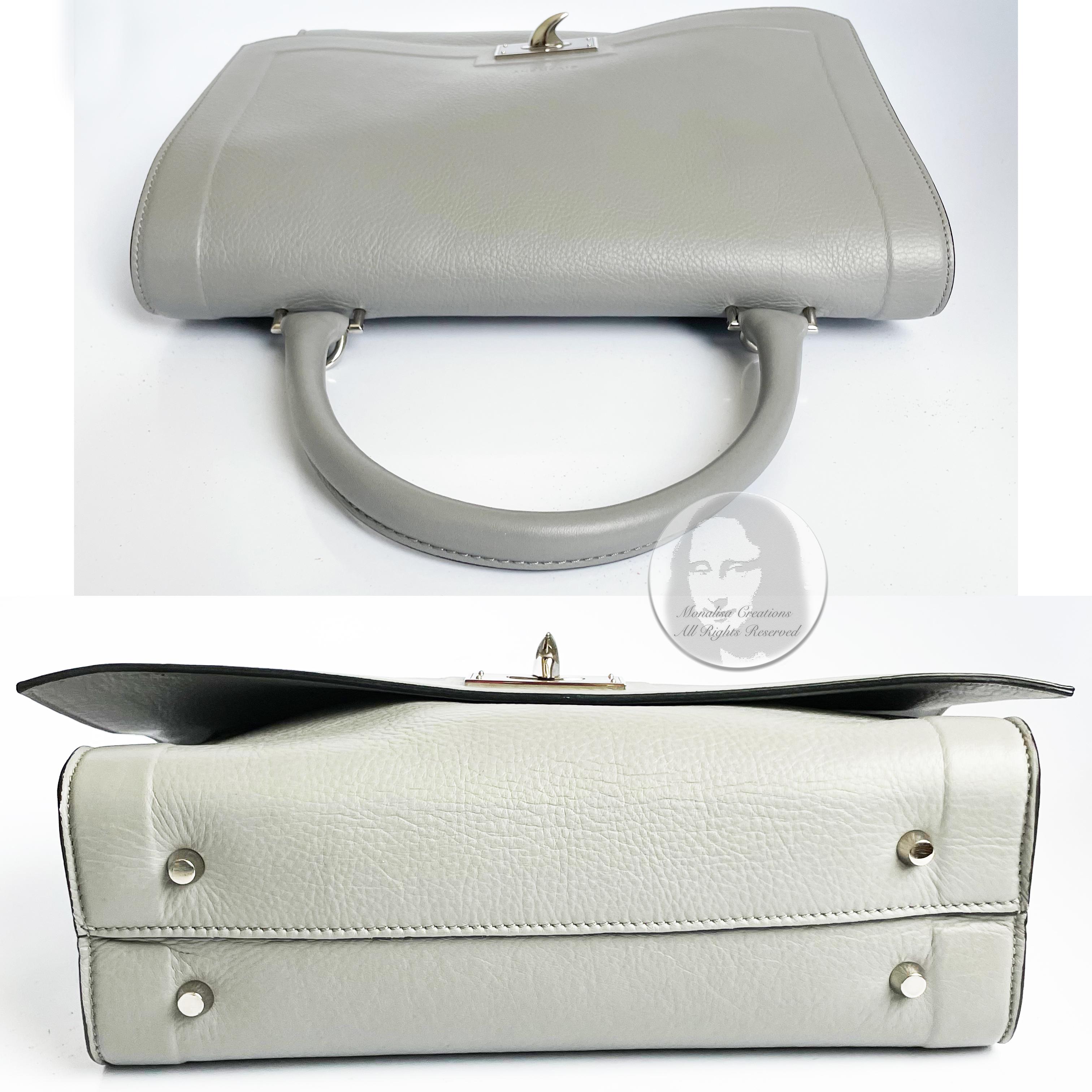 Givenchy Mini Shark Tooth Bag Satchel Top Handle Gray Leather SHW with COA 2