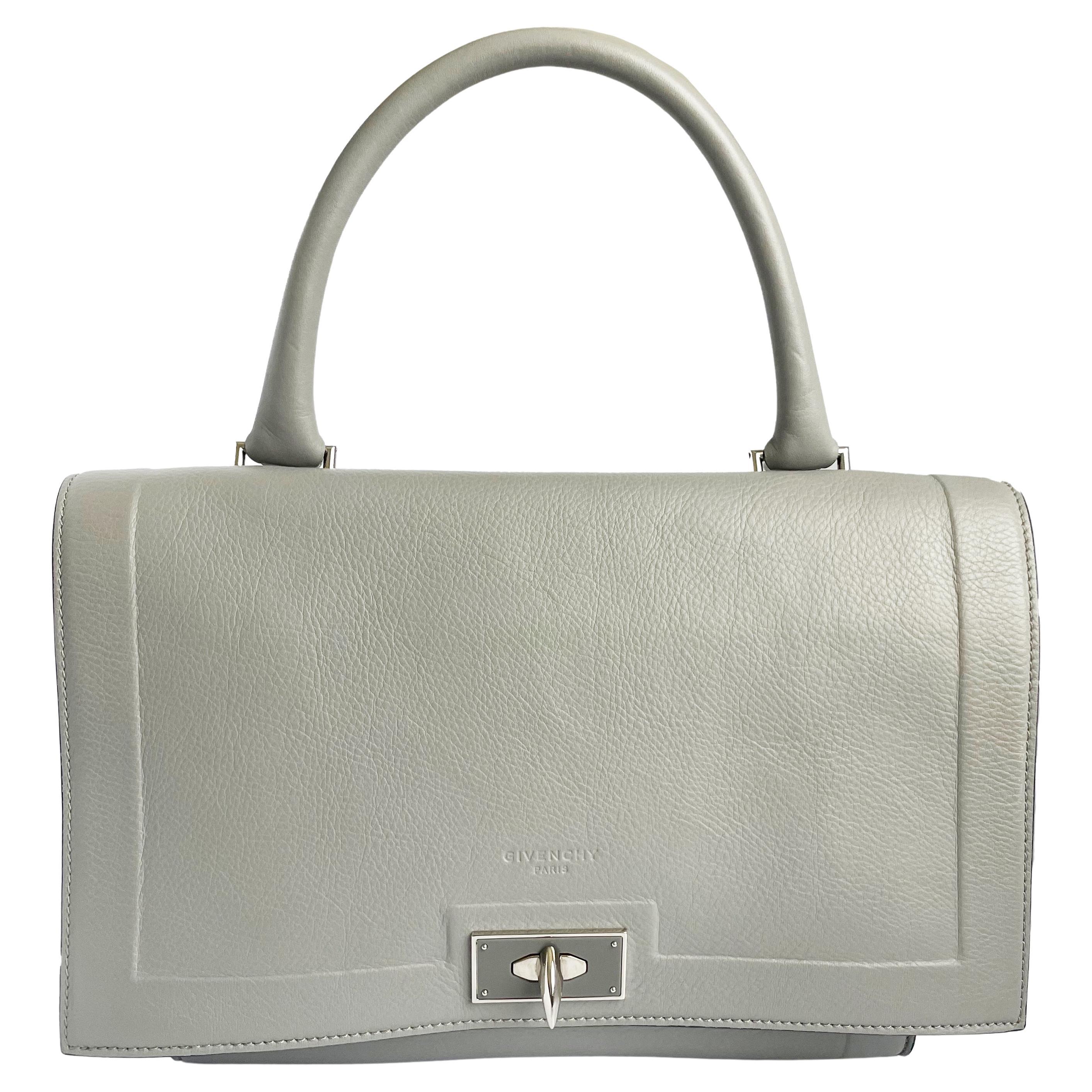 Givenchy Mini Shark Tooth Bag Satchel Top Handle Gray Leather SHW con COA in vendita