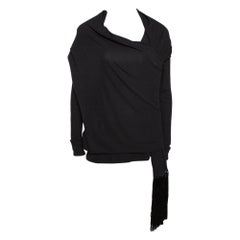 Givenchy Monochrome Crepe Fringed Shawl Detail Top M