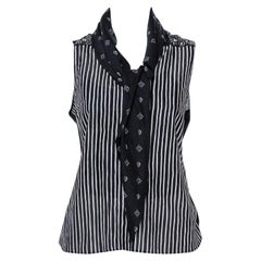 Givenchy Monochrome Multiprinted Cotton Oversized Collar Sleeveless Shirt M