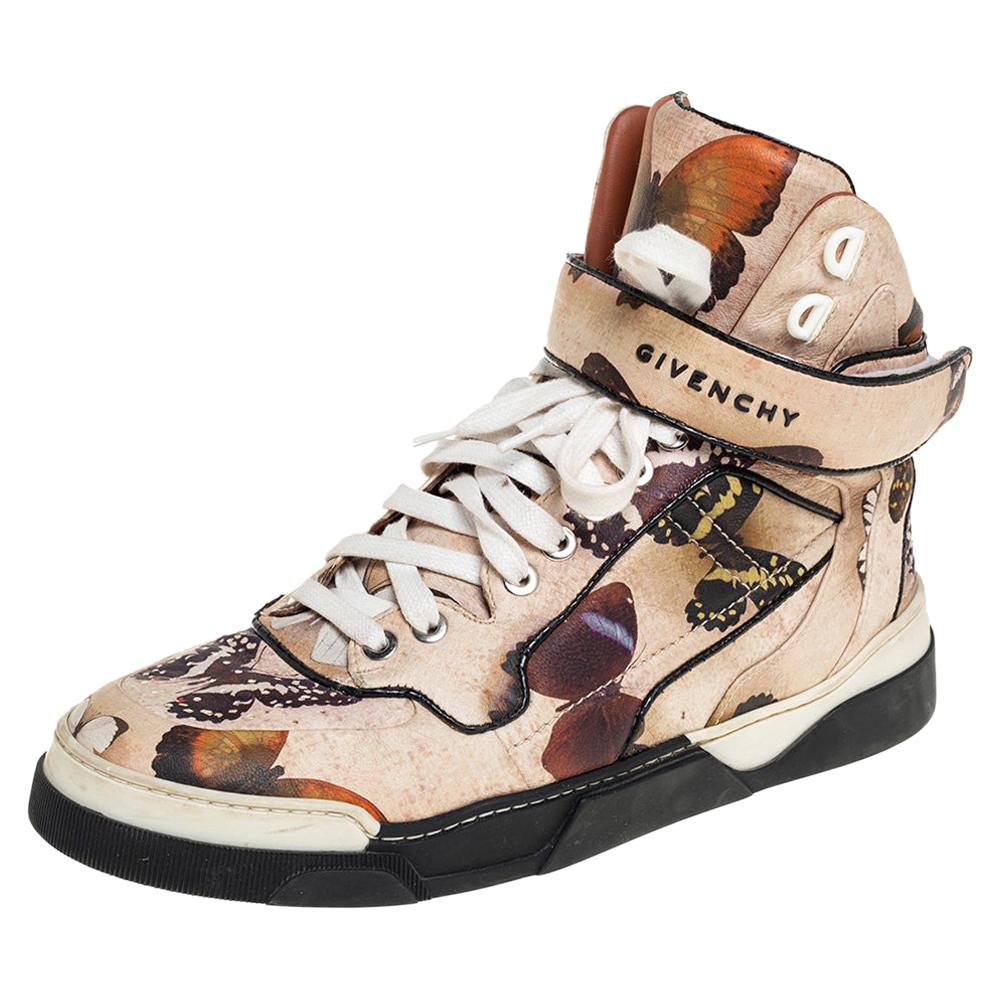 Givenchy Multicolor Butterfly Print Leather Tyson High Top Sneakers Size  37.5 at 1stDibs