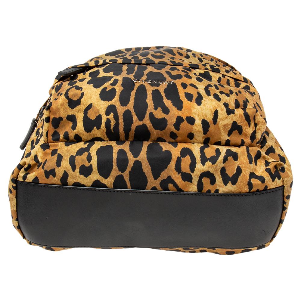 leopard print leather backpack