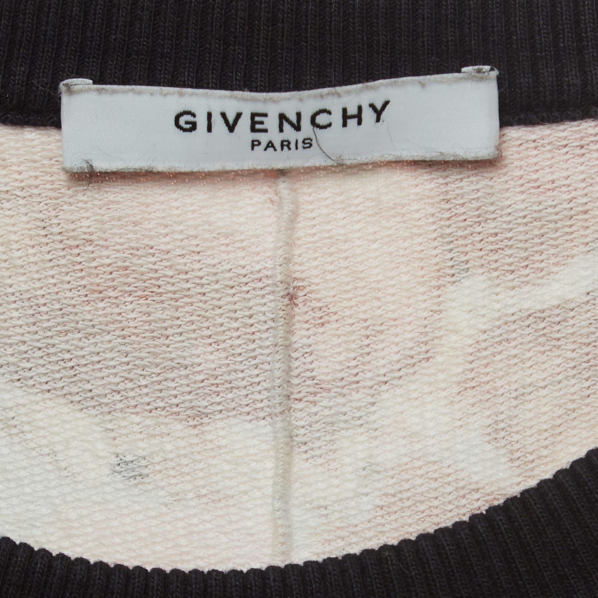 Givenchy Multicolor Roses and Birds of Paradise Cotton Knit Sweatshirt S In Good Condition For Sale In Dubai, Al Qouz 2
