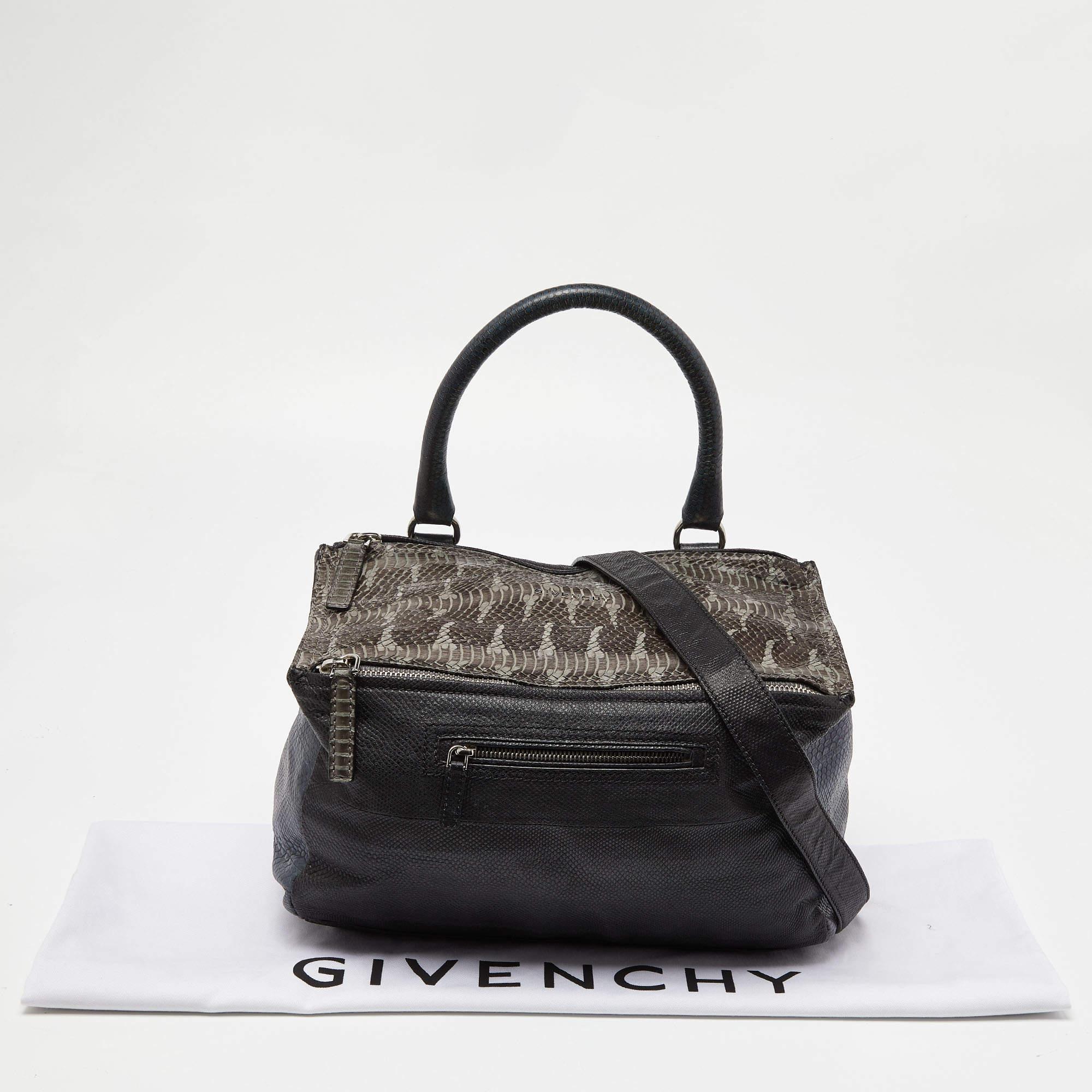 Givenchy Multicolor Watersnake Leather and Karung Leather Medium Pandora Top Han 5
