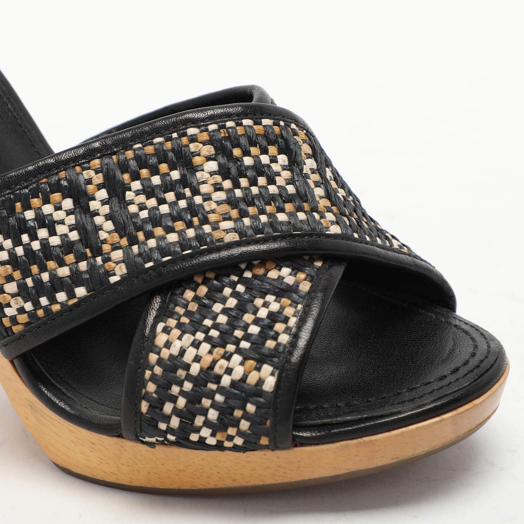 Givenchy - Sandales à glissière en cuir et tissu tissé multicolore - Taille 36 en vente 2