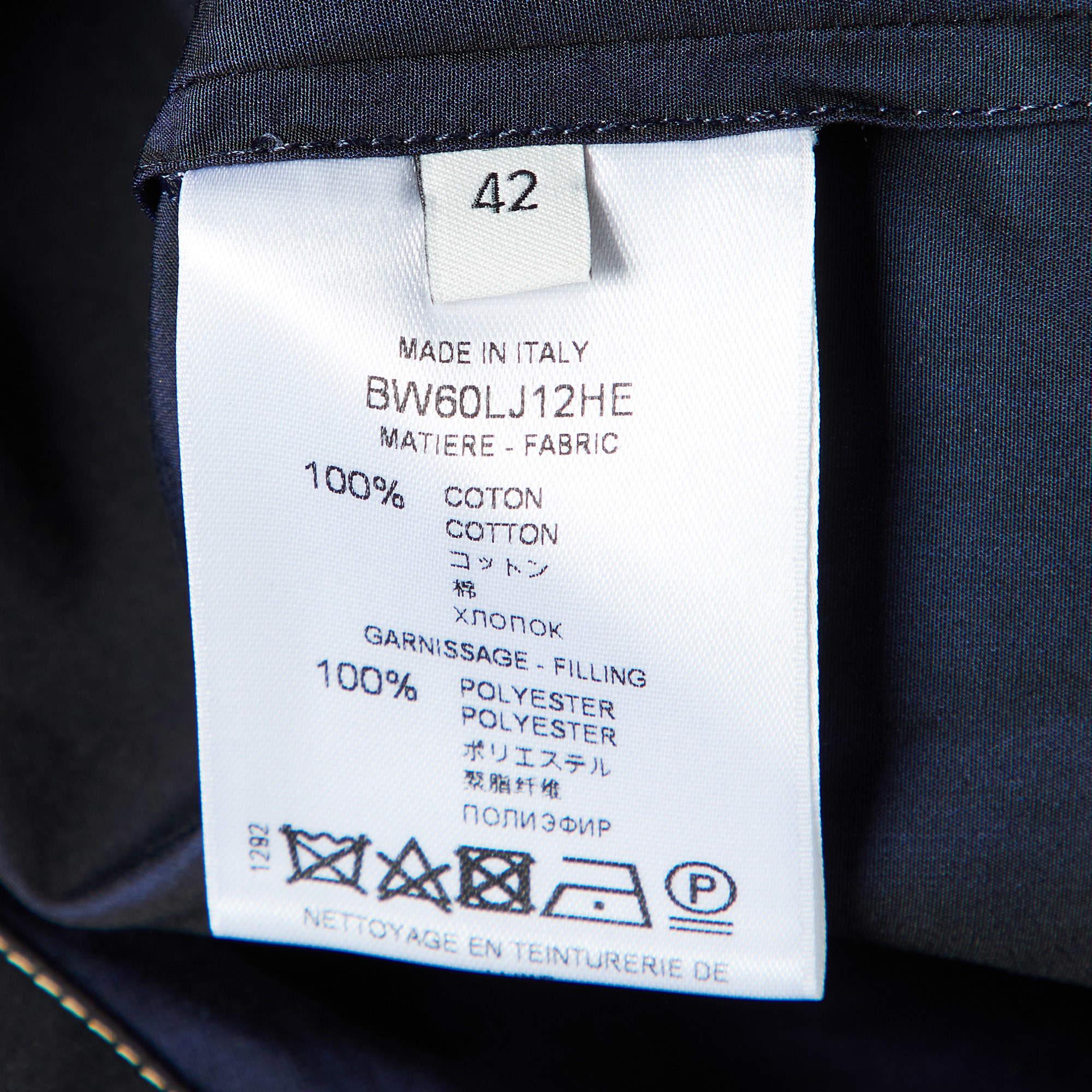 Women's Givenchy Navy Blue Cotton Detailed Hook & Button Blouse L For Sale
