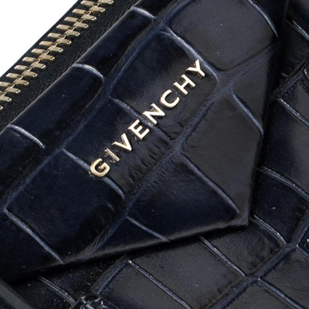 Givenchy Navy Blue Croc Embossed Leather Antigona Satchel 3