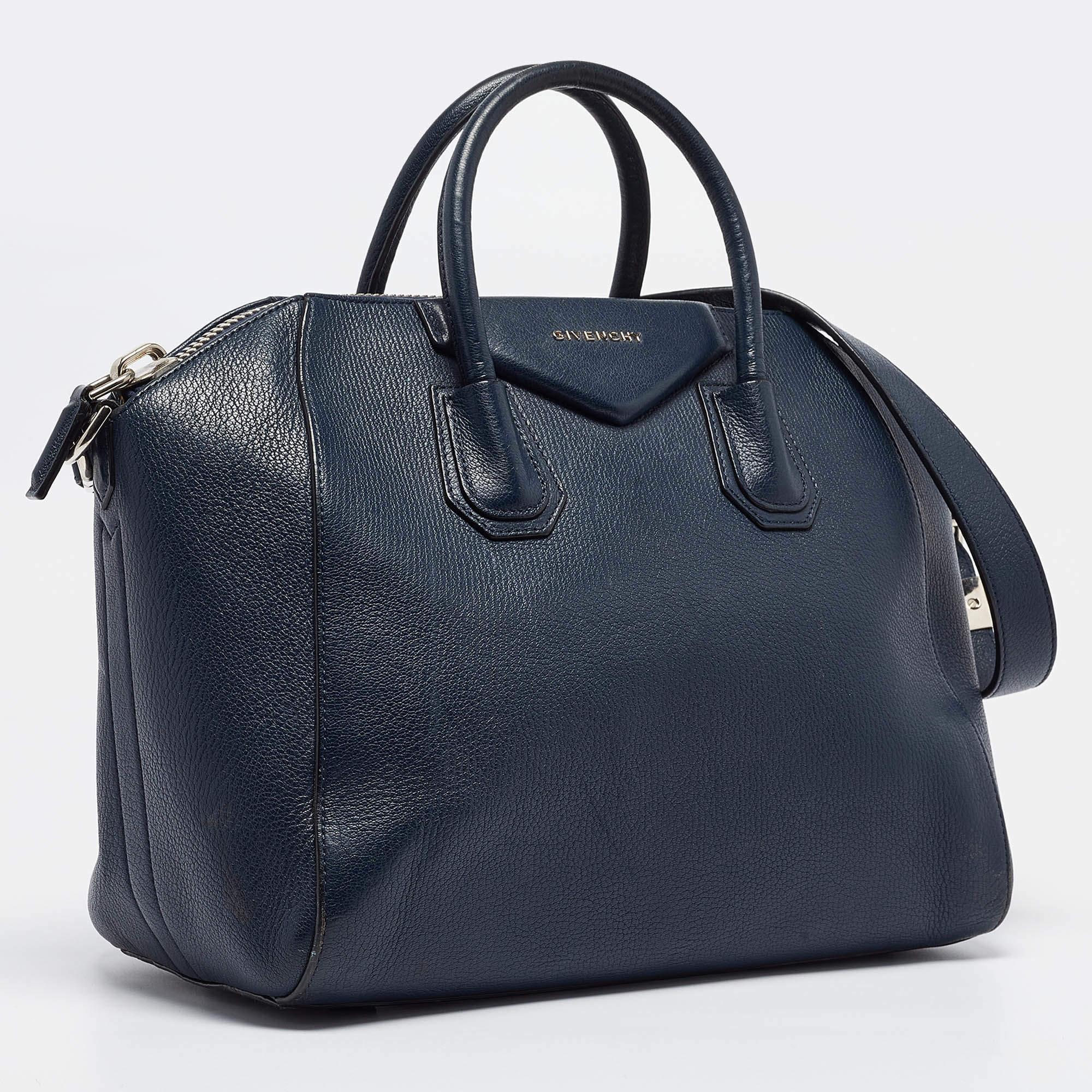 Black Givenchy Navy Blue Leather Medium Antigona Satchel