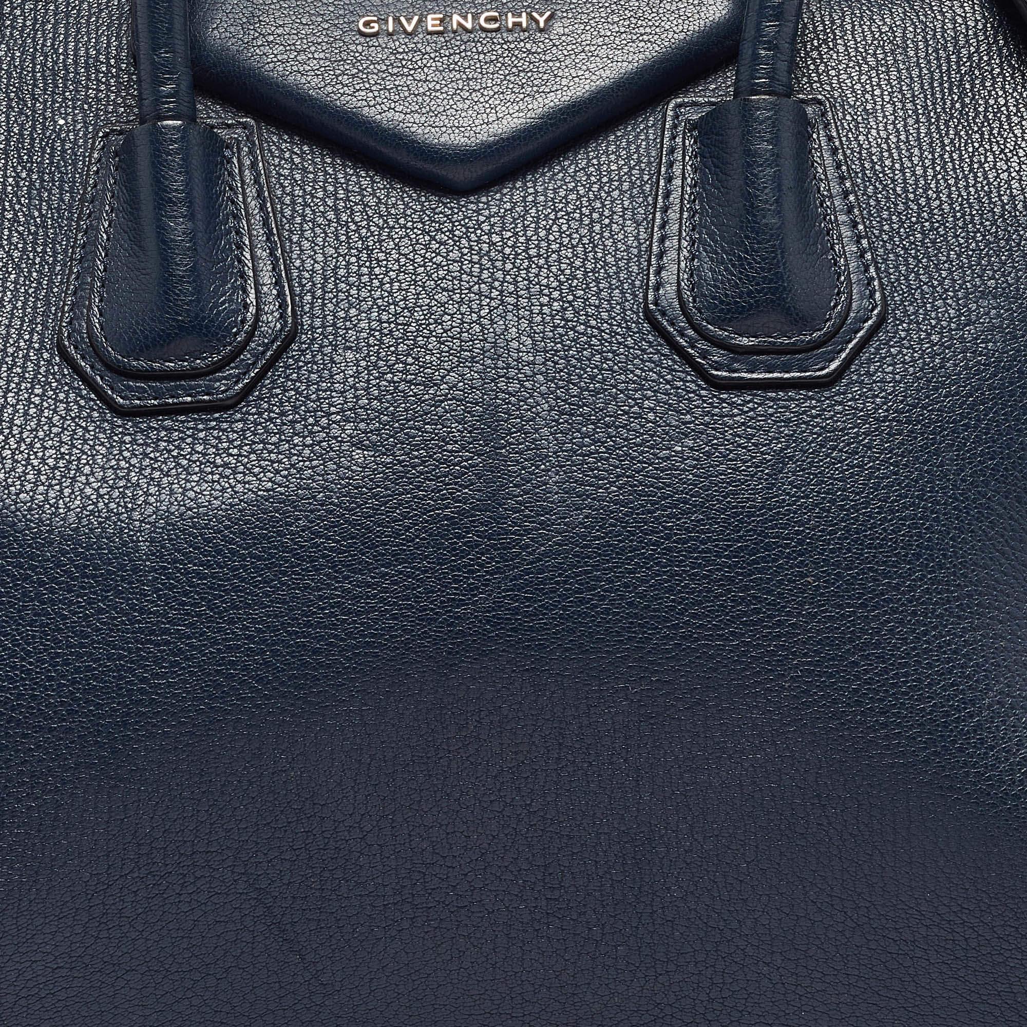 Women's Givenchy Navy Blue Leather Medium Antigona Satchel
