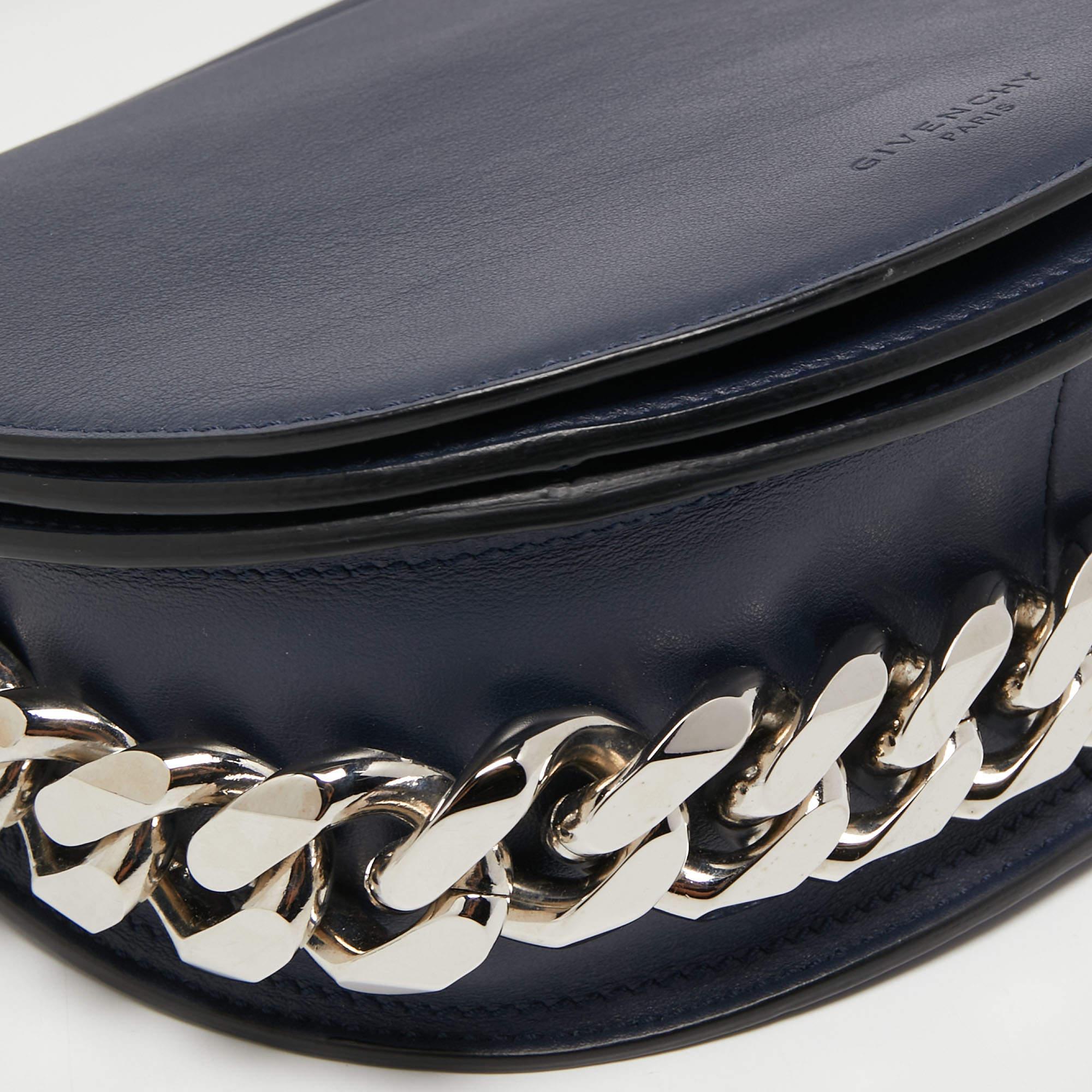 Givenchy Navy Blue Leather Mini Infinity Saddle Bag 3