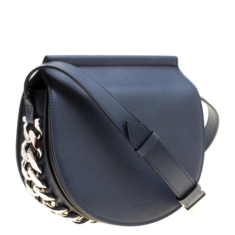 Givenchy Navy Blue Leather Mini Infinity Saddle Bag 4