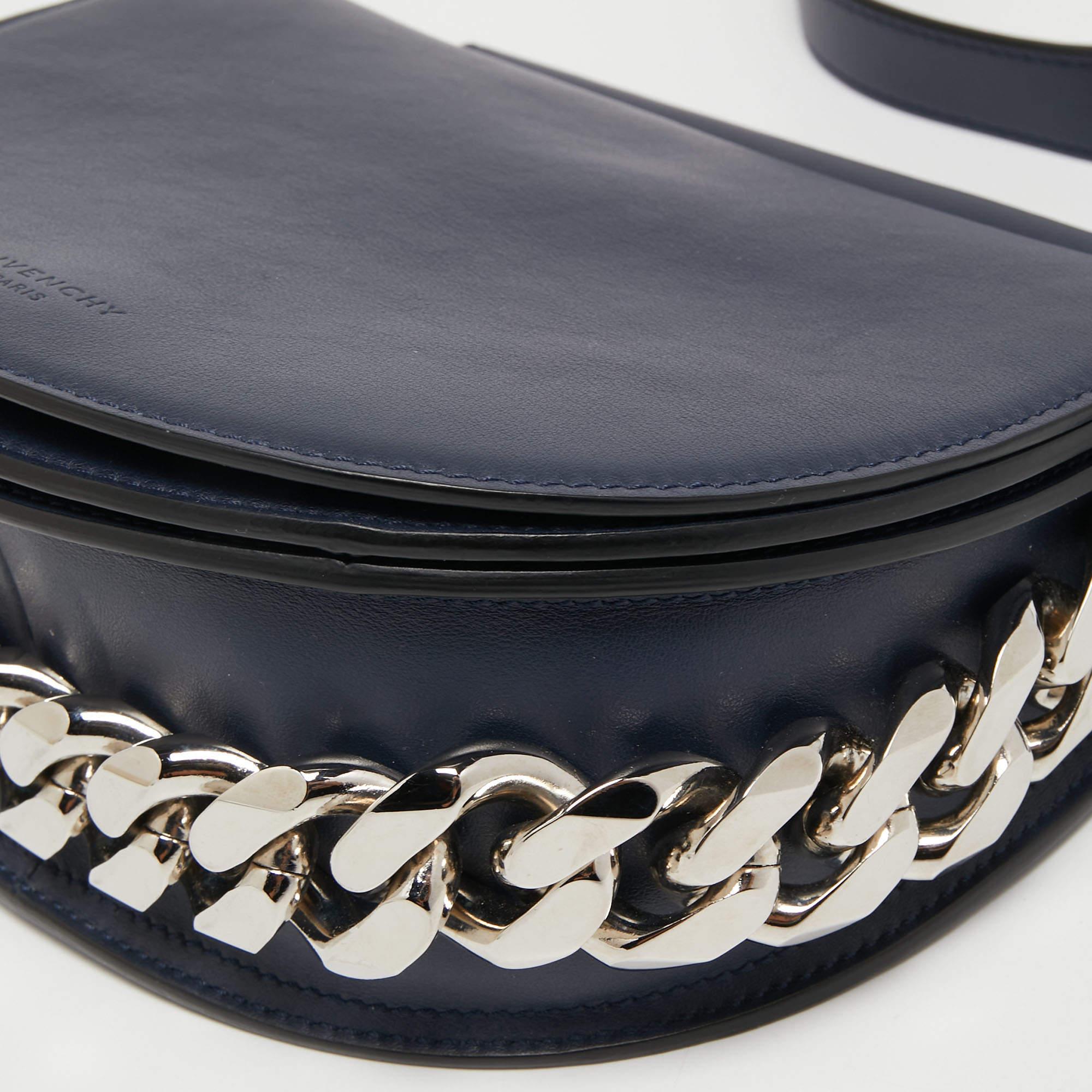 Givenchy Navy Blue Leather Mini Infinity Saddle Bag 4
