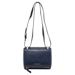 Used Givenchy Navy Blue Leather Mini Pandora Box Crossbody Bag