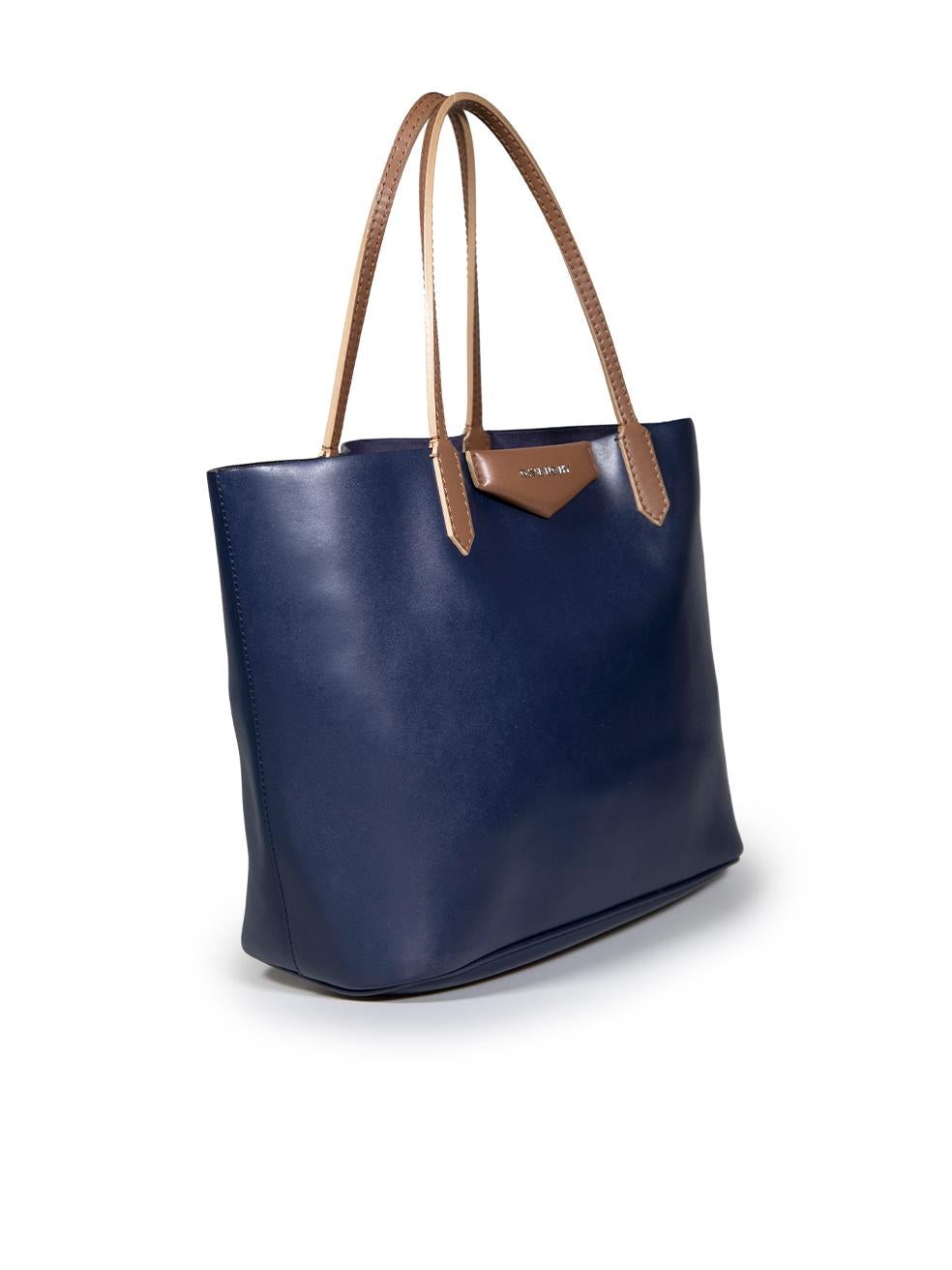 CONDITION is Very good. Minimal wear to bag is evident. Minimal wear to base, with some small marks and scratches on this used Givenchy designer resale item.
 
 Details
 GV Shopper model
 Navy
 Leather
 Large tote bag
 2x Brown leather top handles
