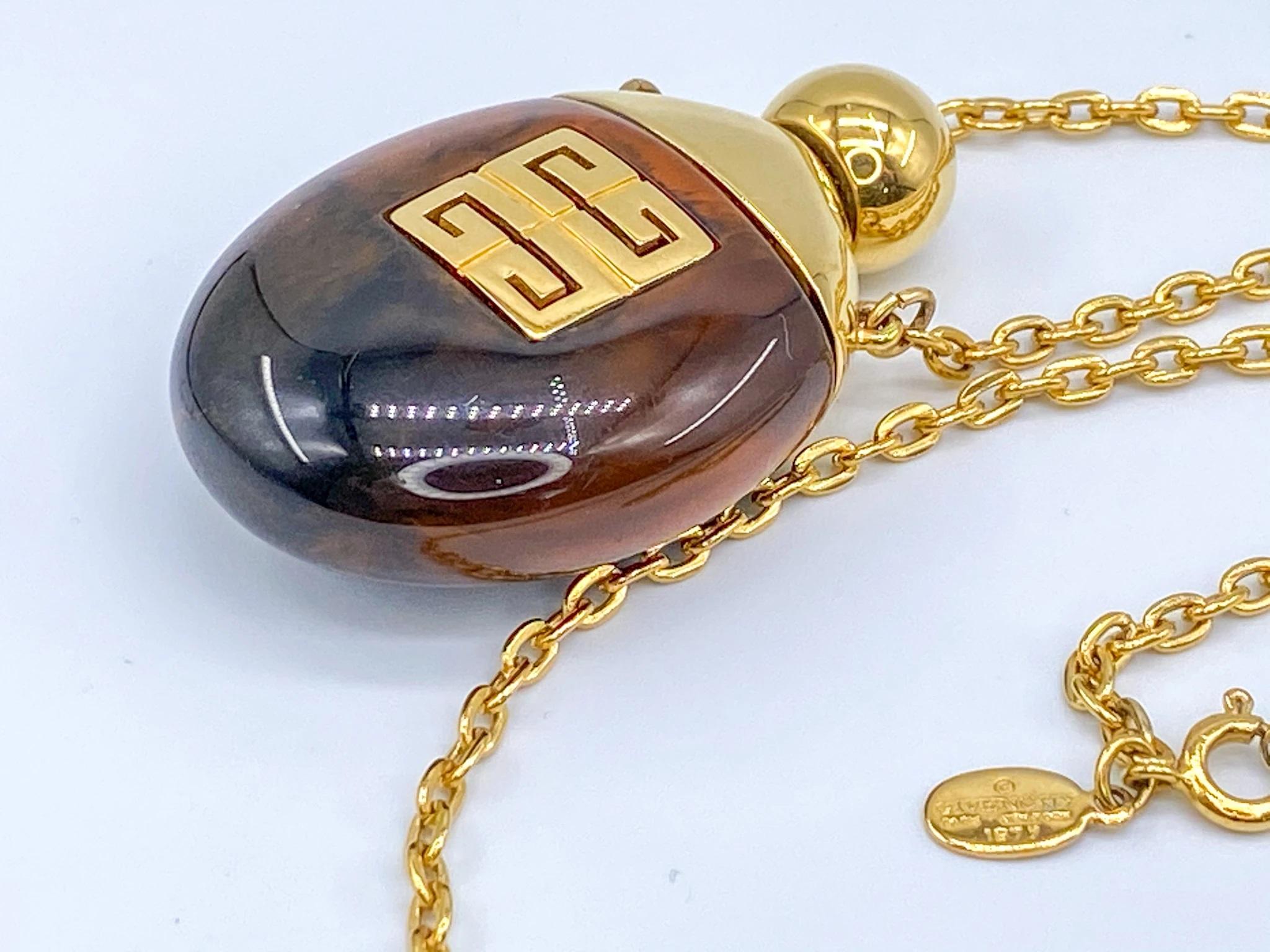 Givenchy Necklace Vintage 1970s Perfume Bottle Pendant 1977 In Excellent Condition In London, GB