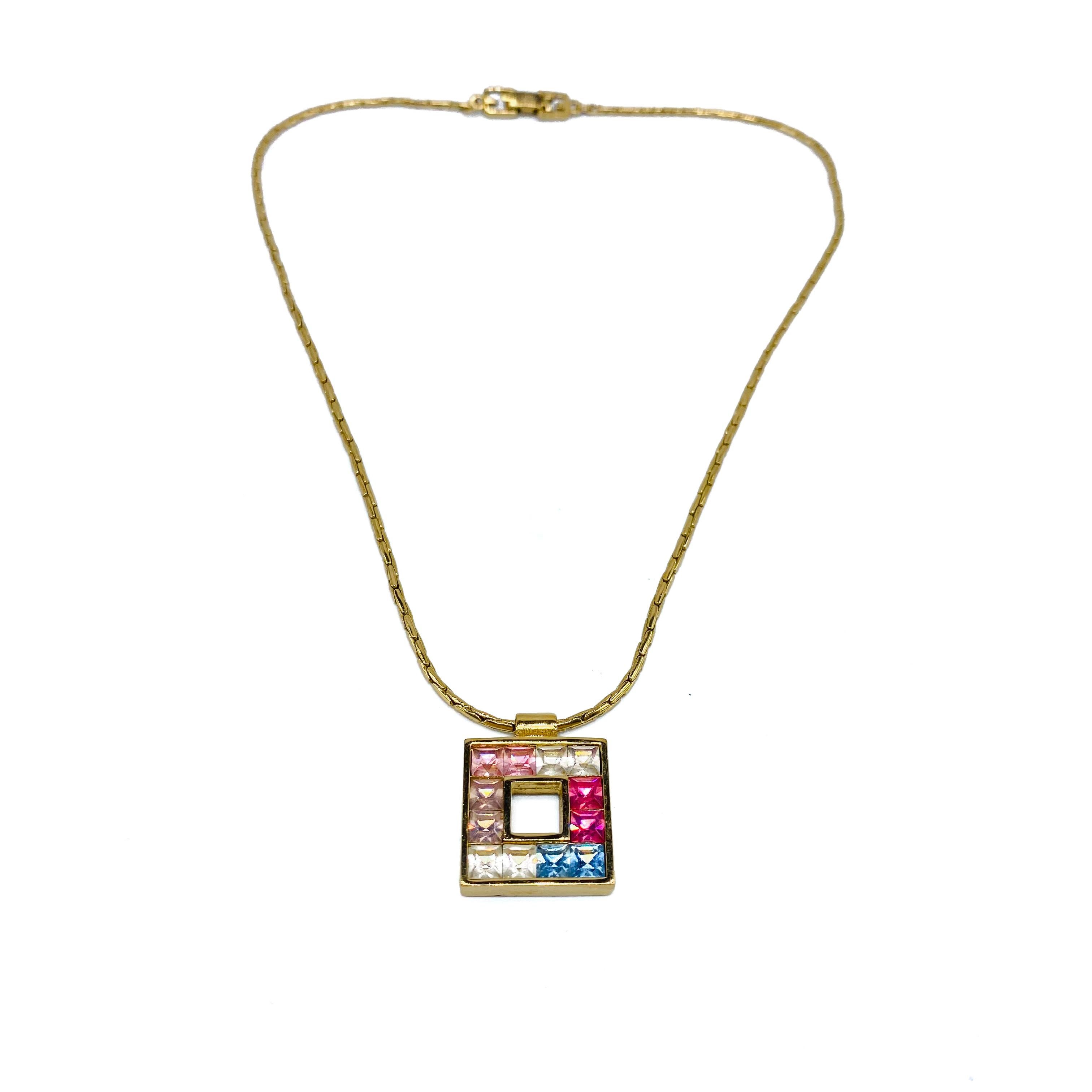 Vintage Givenchy Gold Plated Pendant Necklace 1980s