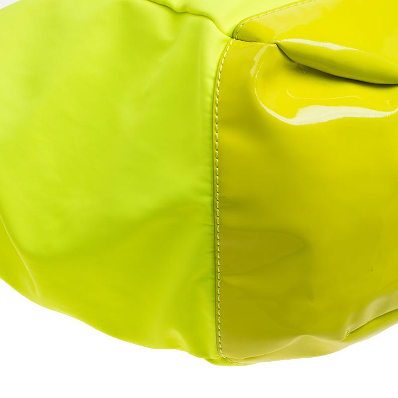 Givenchy Neon Green Nylon and Patent Leather Hobo 6