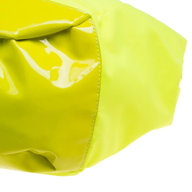 Givenchy Neon Green Nylon and Patent Leather Hobo 7