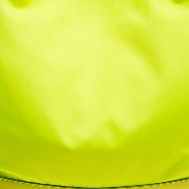 Givenchy Neon Green Nylon and Patent Leather Hobo Damen