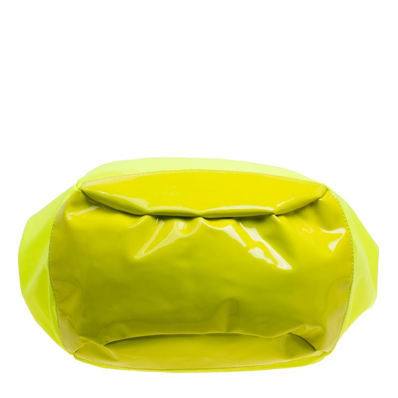 Givenchy Neon Green Nylon and Patent Leather Hobo 1