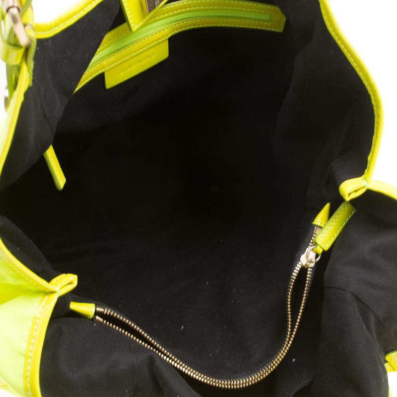 Givenchy Neon Green Nylon and Patent Leather Hobo 2