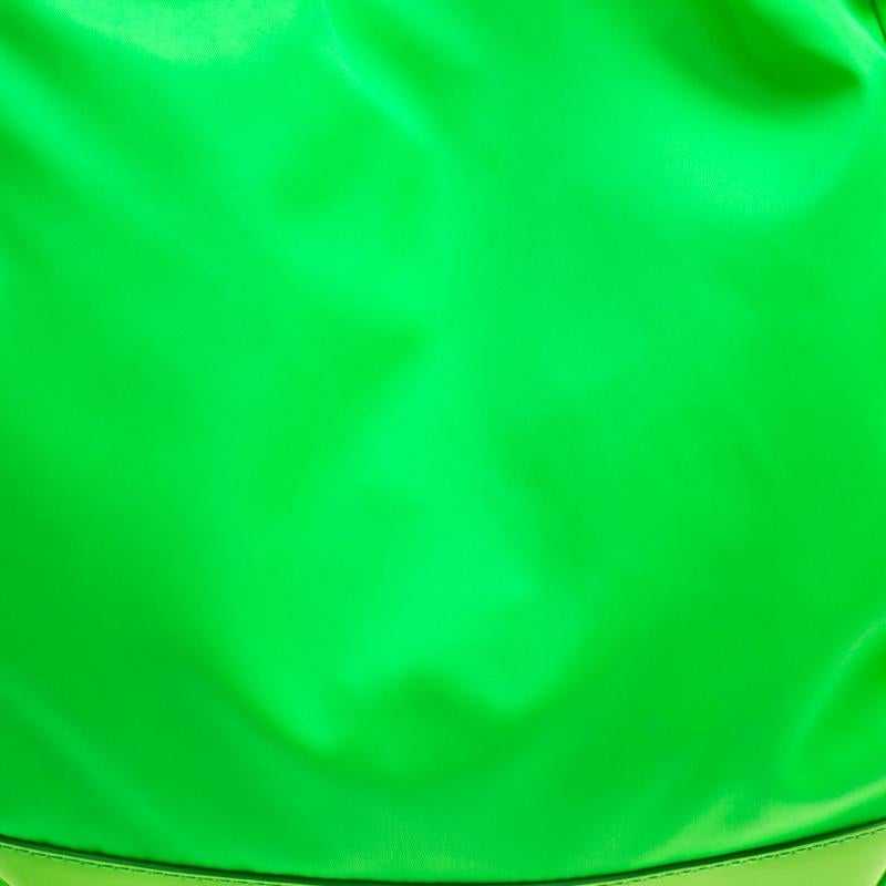 Givenchy Neon Green Nylon and Patent Leather New Sacca Hobo 1