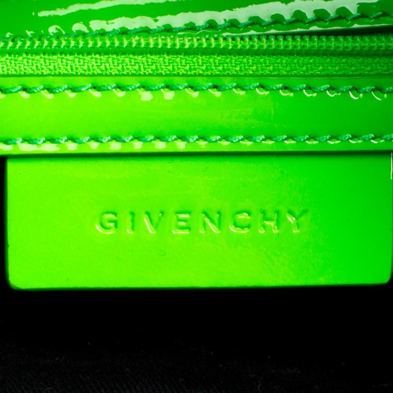Givenchy Neon Green Nylon and Patent Leather New Sacca Hobo 4