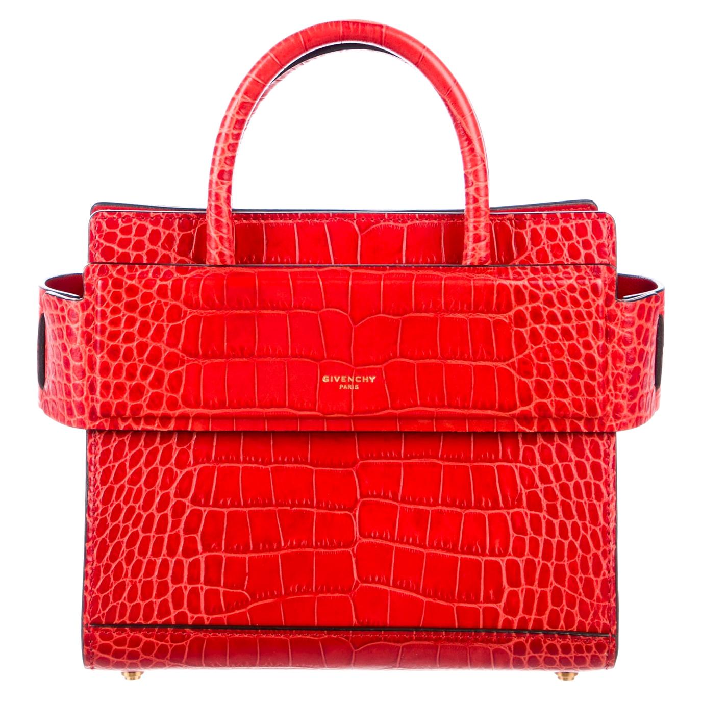 Givenchy NEW Red Alligator Exotic Small Mini Top Handle Satchel Shoulder Bag 