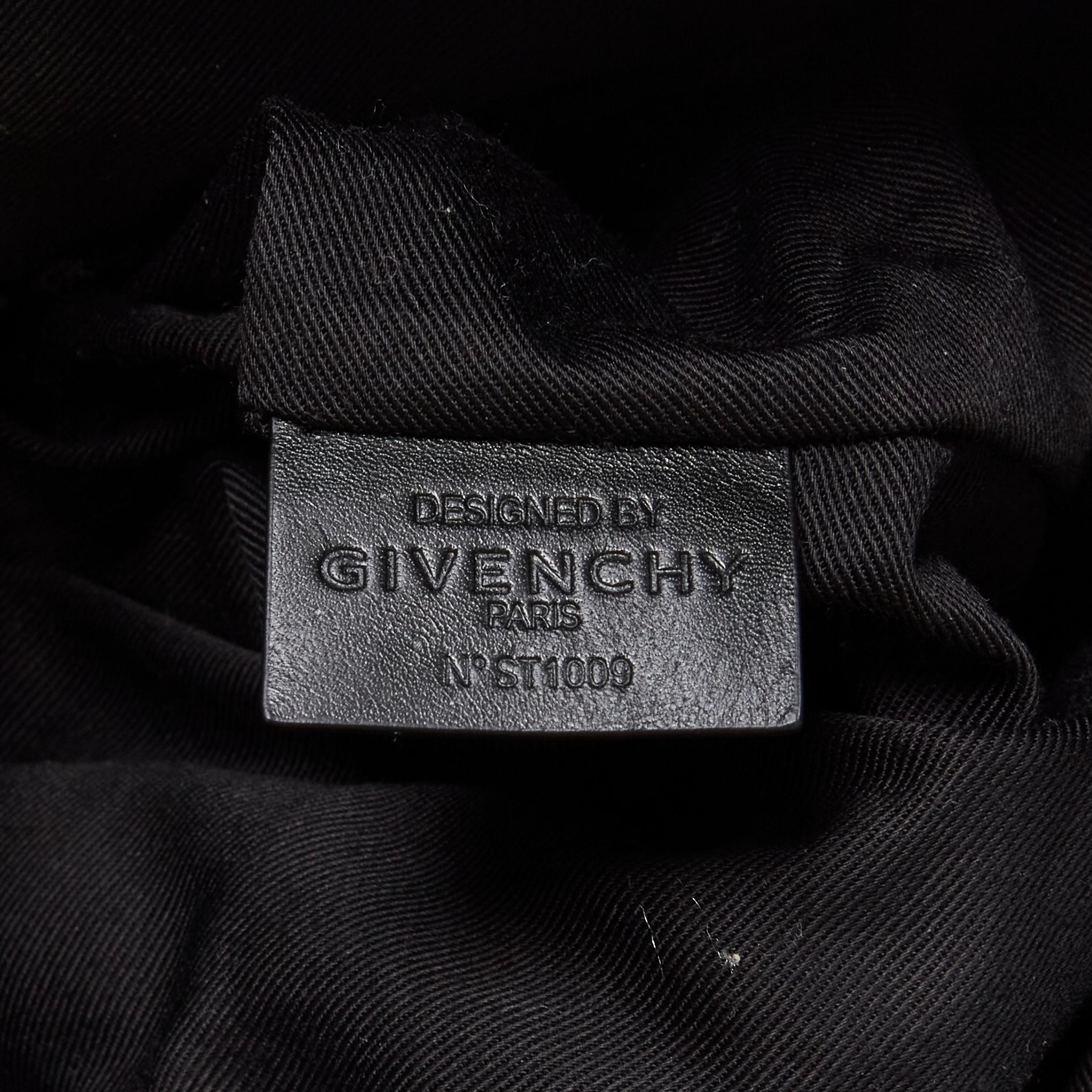 GIVENCHY Nightingale black nylon gold spiek studded crossbody hobo bag 5
