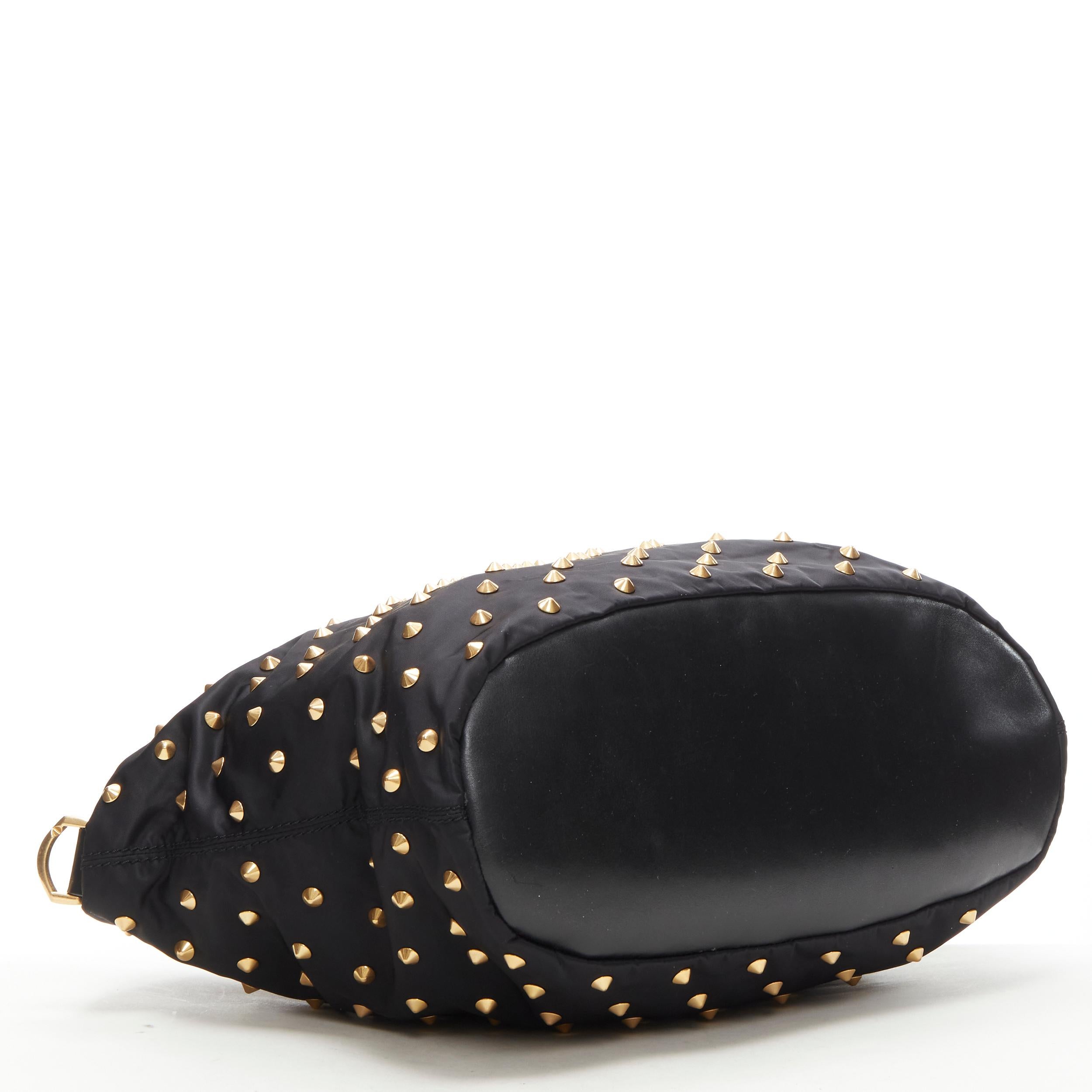 Women's GIVENCHY Nightingale black nylon gold spiek studded crossbody hobo bag
