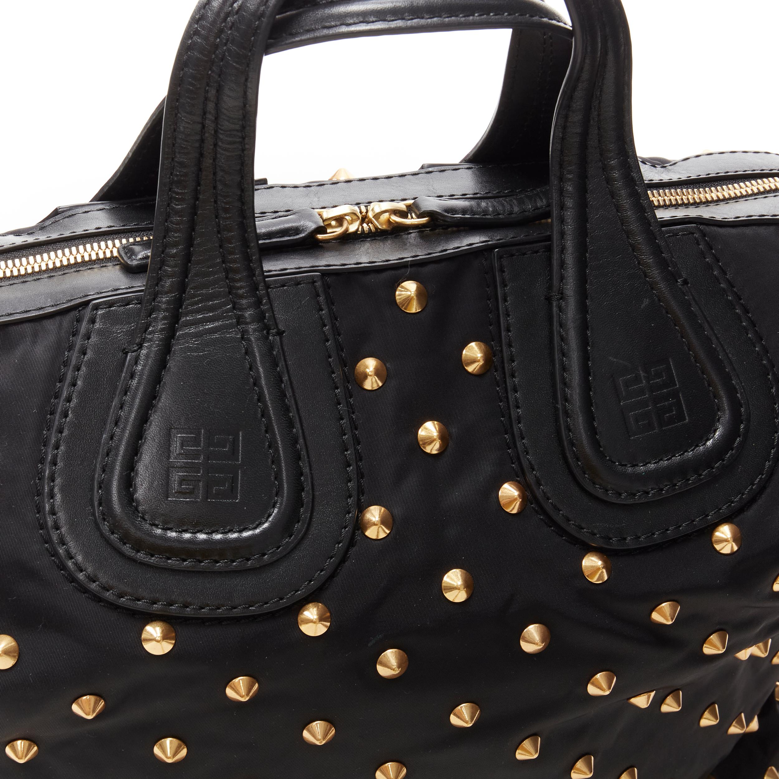 GIVENCHY Nightingale black nylon gold spiek studded crossbody hobo bag 1