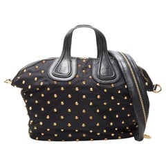 GIVENCHY Borsa hobo Nightingale in nylon nero con borchie e spiek oro