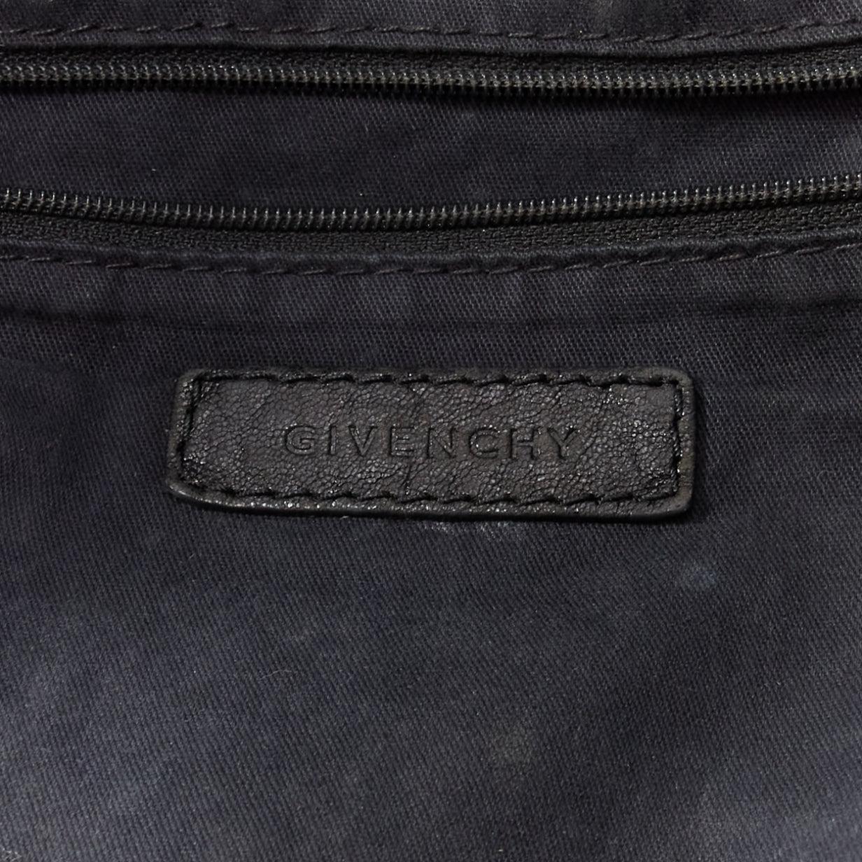 GIVENCHY Nightingale black textured leather silver totem logo shoulder tote bag For Sale 7