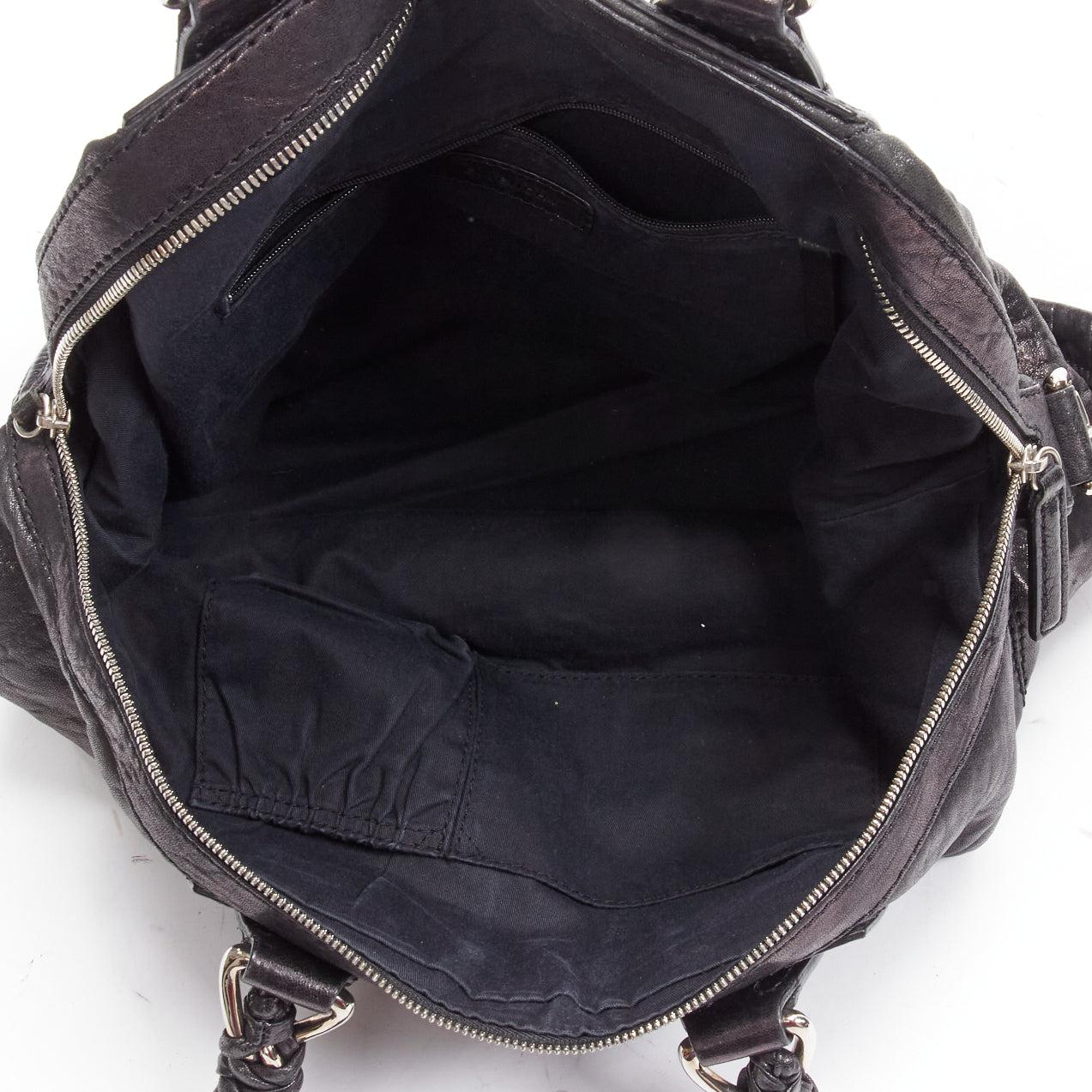 GIVENCHY Nightingale black wrinkled lambskin braided chain top handle satchel 5