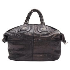 GIVENCHY Nightingale black wrinkled lambskin braided chain top handle satchel