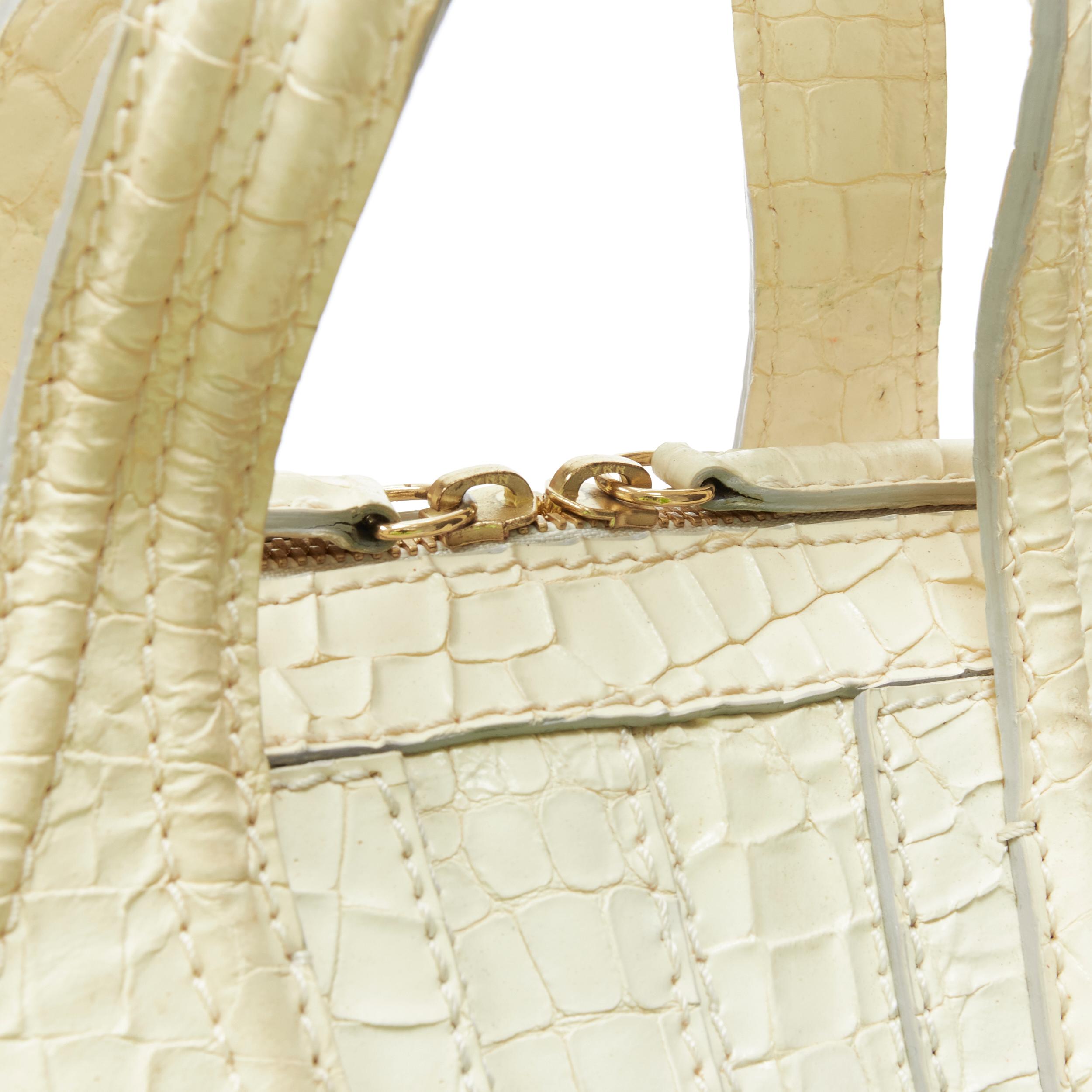 GIVENCHY Nightingale cream white embossed leather shoulder hobo tote bag 1