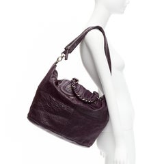 GIVENCHY Nightingale dark purple leather SHW top handle satchel bag