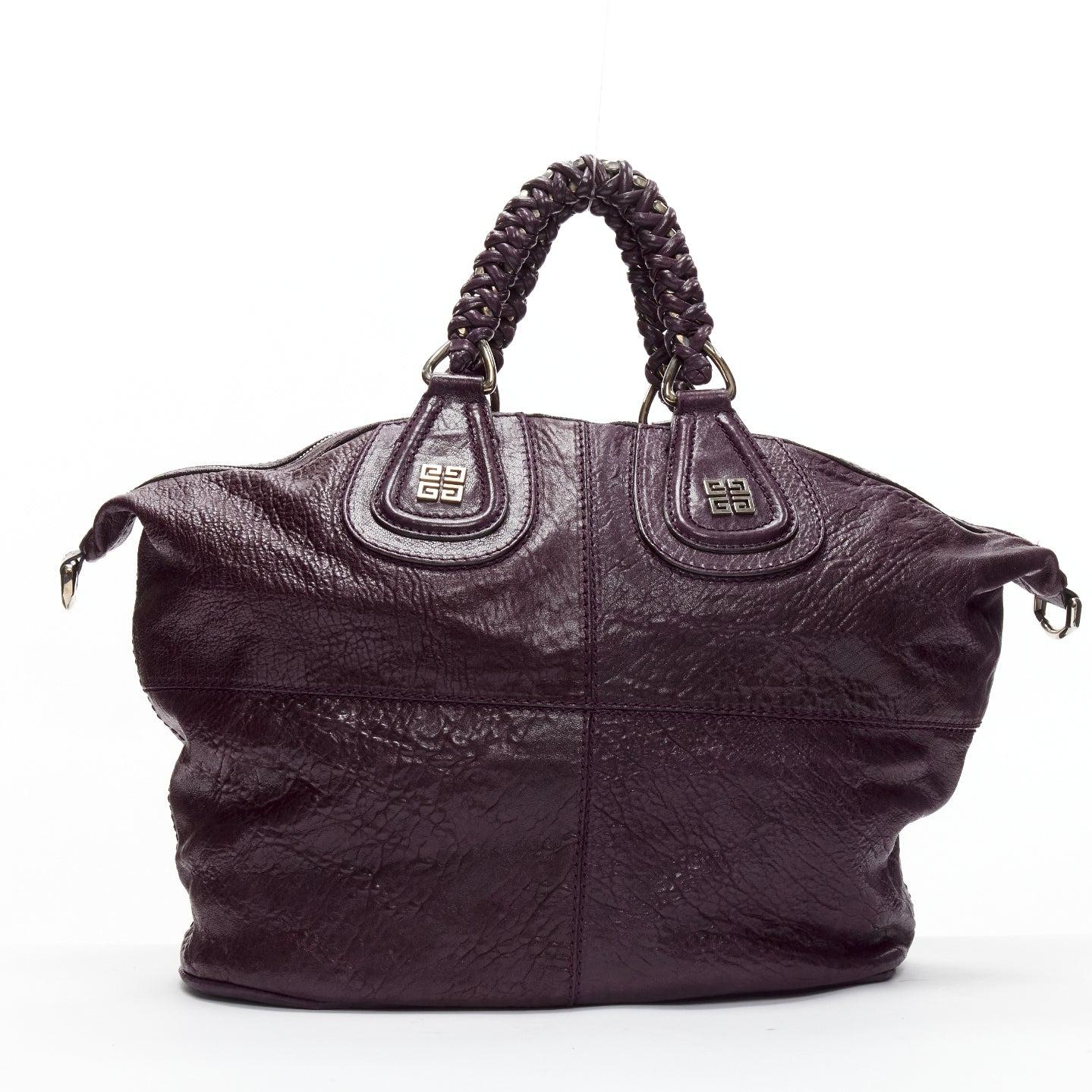 GIVENCHY Nightingale dark purple leather SHW top handle satchel bag 1