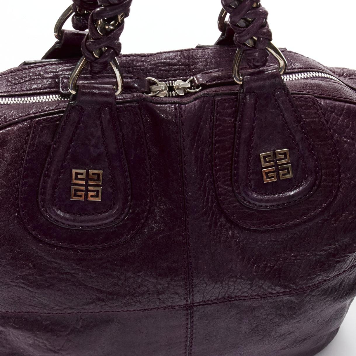 GIVENCHY Nightingale dark purple leather SHW top handle satchel bag 3