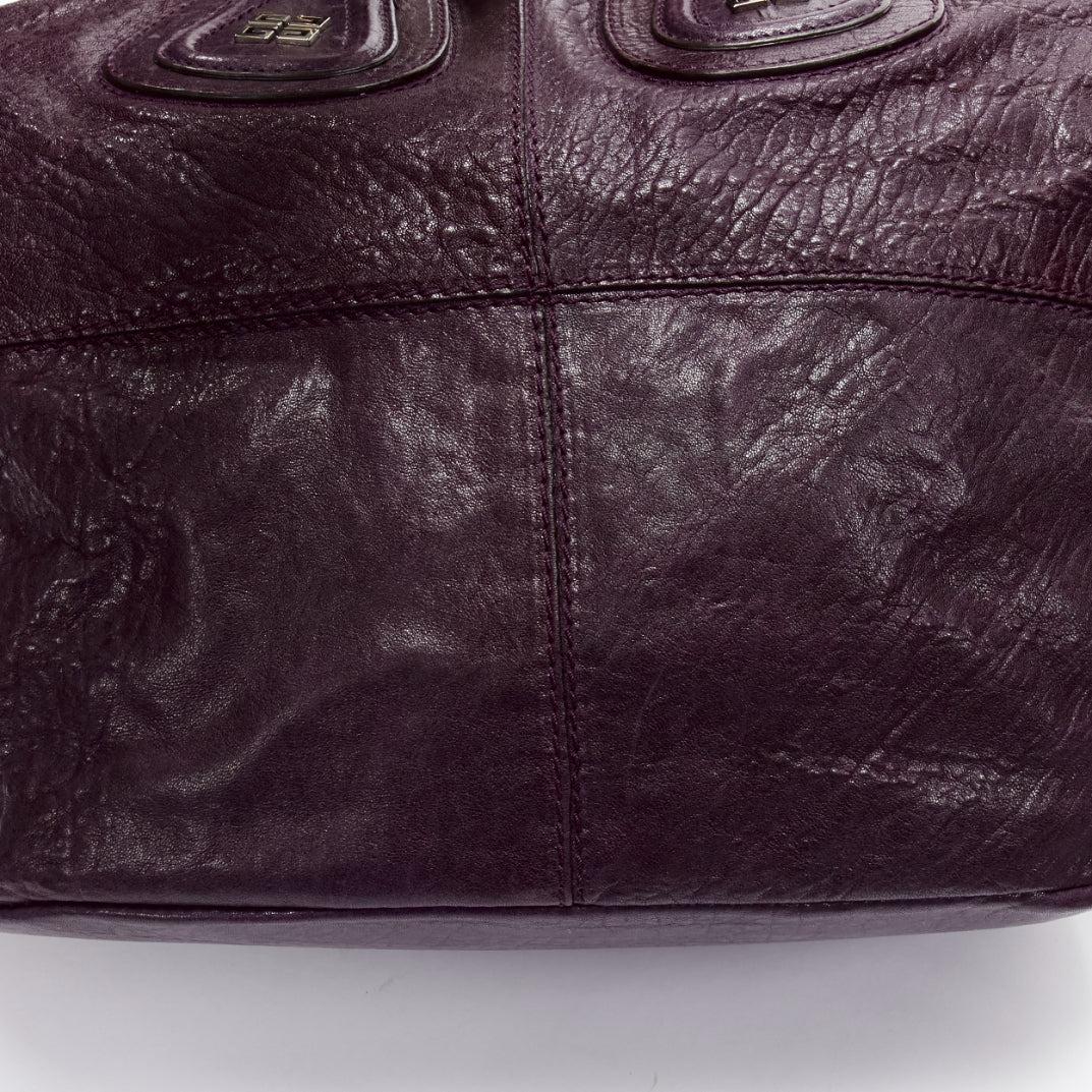 GIVENCHY Nightingale dark purple leather SHW top handle satchel bag 4