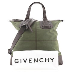 Givenchy Nightingale Flat Shopper Tote Canvas with Leather Brown, Green