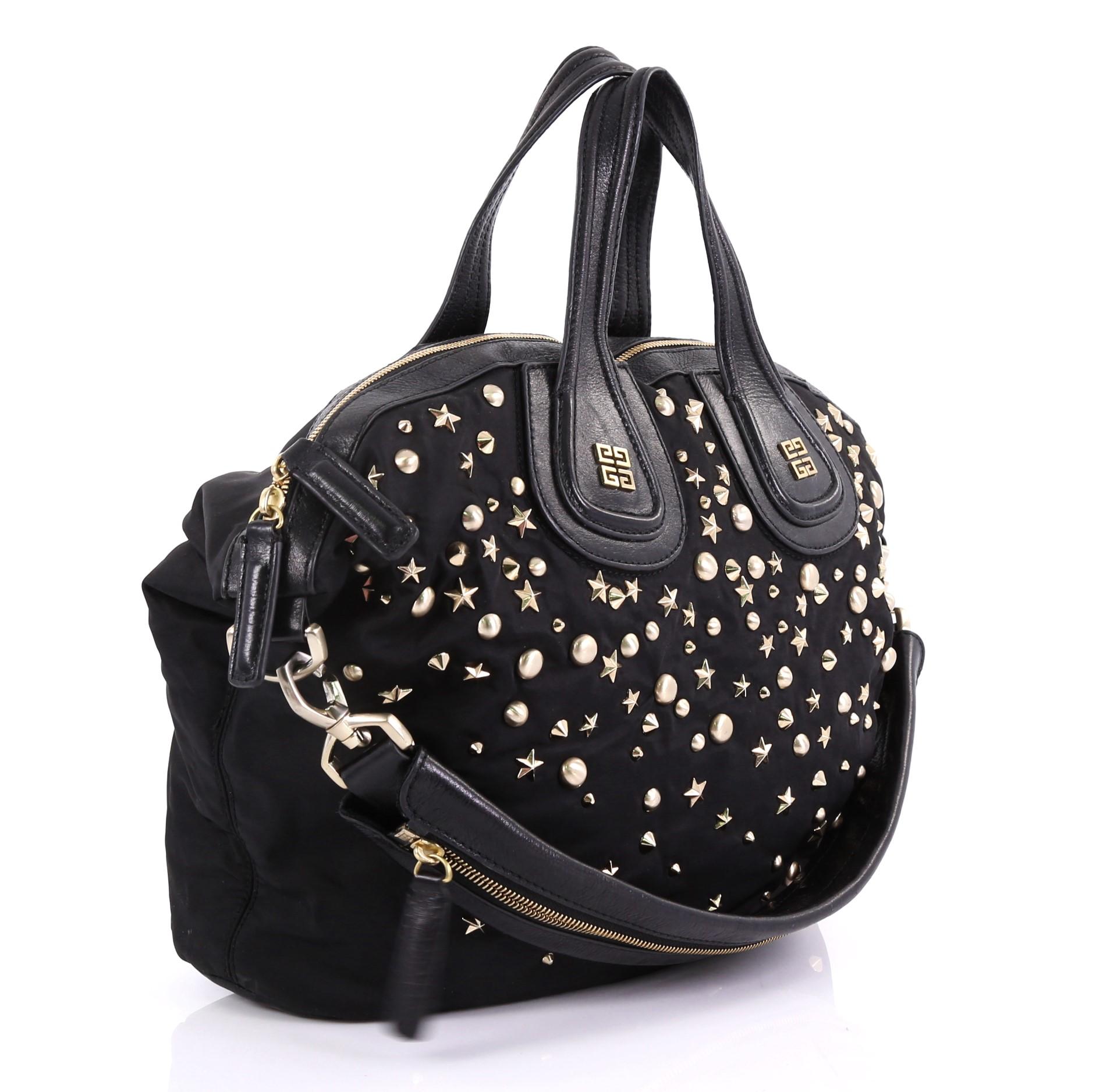 Black Givenchy Nightingale Satchel Studded Nylon Medium