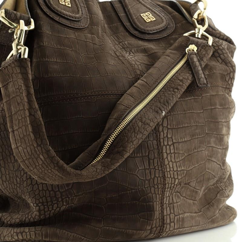 Givenchy Nightingale Tote Crocodile Embossed Nubuck Large In Good Condition In NY, NY