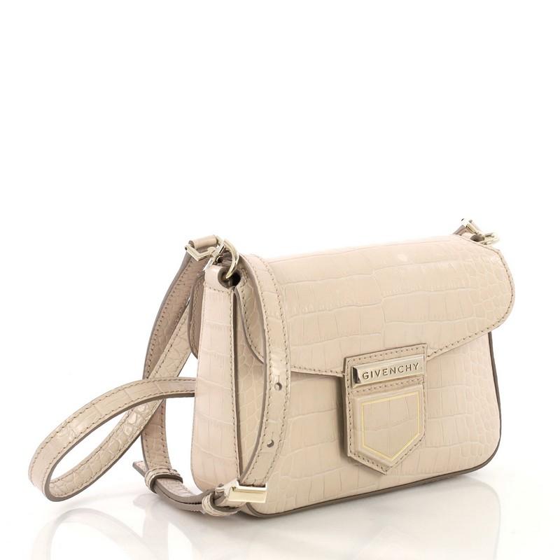 Beige Givenchy Nobile Crossbody Bag Crocodile Embossed Leather Mini