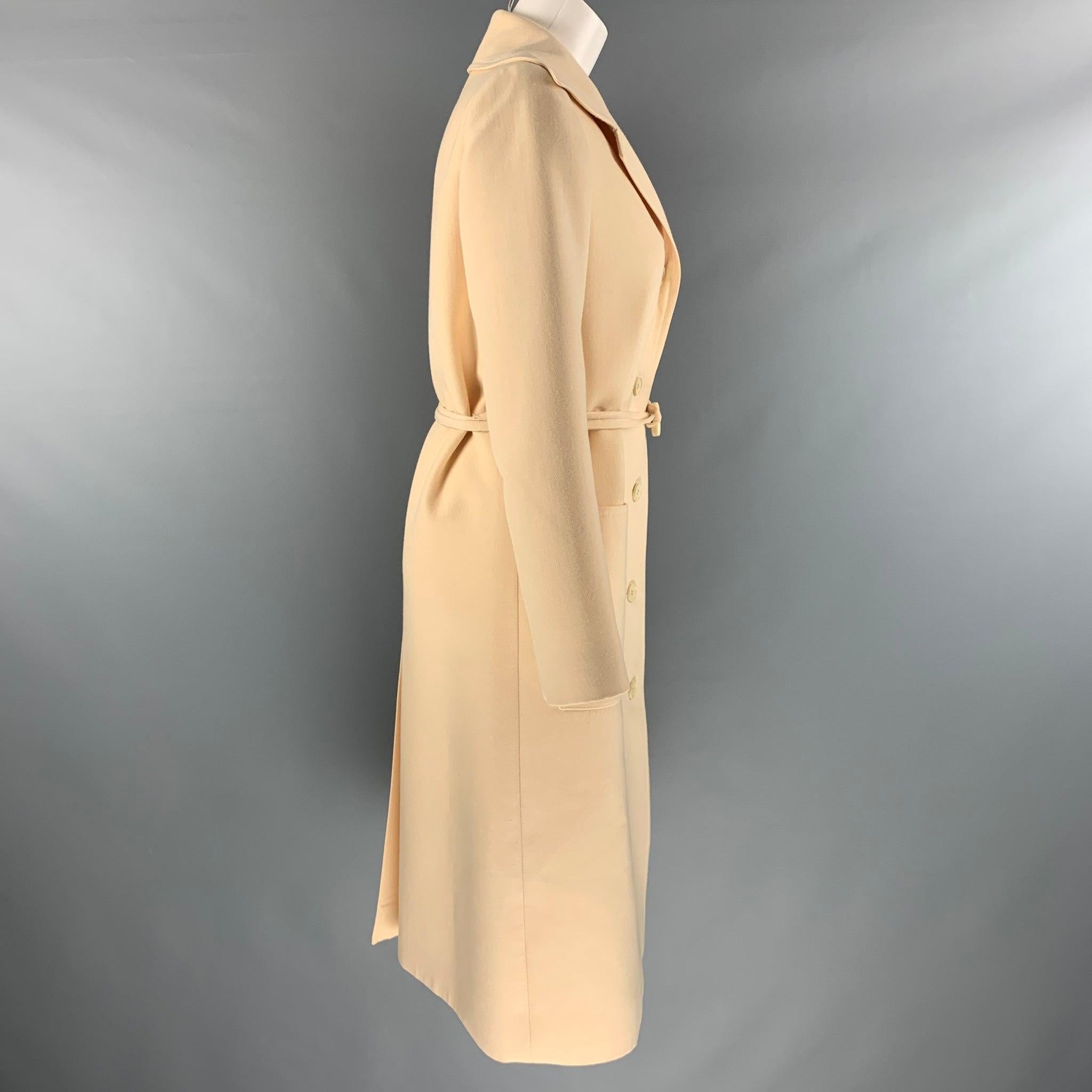 GIVENCHY Nouvelle Boutique by HUBERT Size M Cream Twill Belted Coat In Excellent Condition In San Francisco, CA