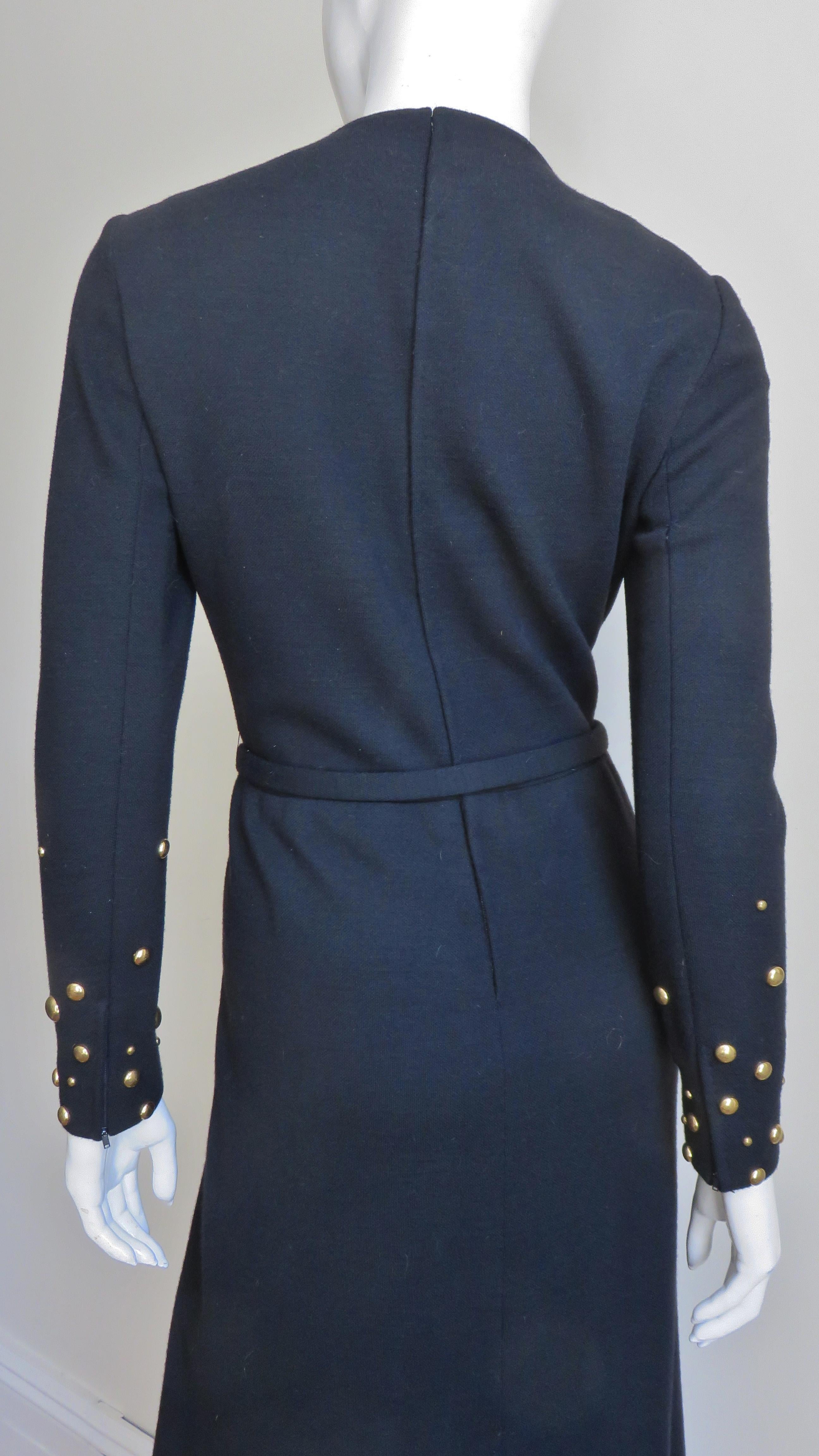 Givenchy Nouvelle Boutique 1970s Maxi Dress and Wrap with Stud Trim For Sale 9